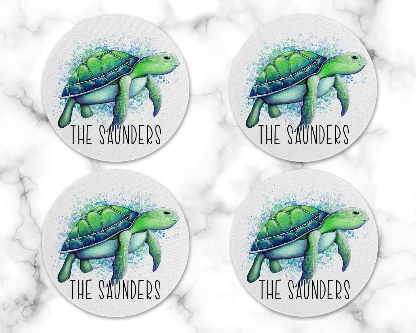 Personalized Sea Turtle Drink Coaster