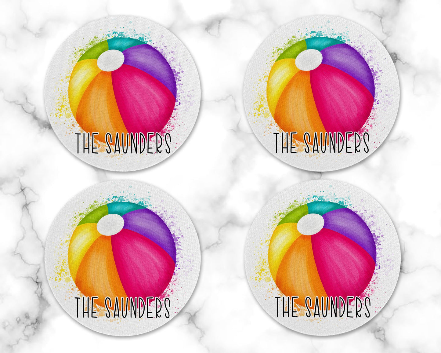 Personalized Beach Ball Drink Coaster