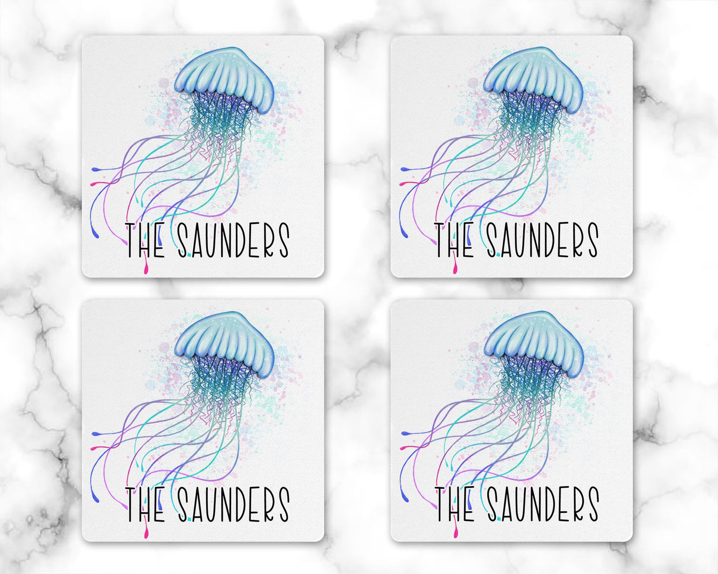 Personalized Jellyfish Drink Coaster