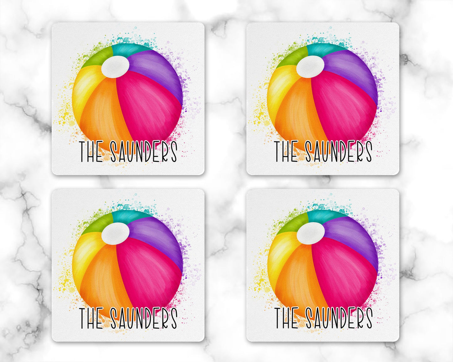 Personalized Beach Ball Drink Coaster