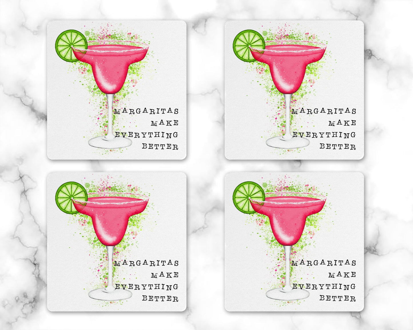 Pink Margarita Drink Coasters
