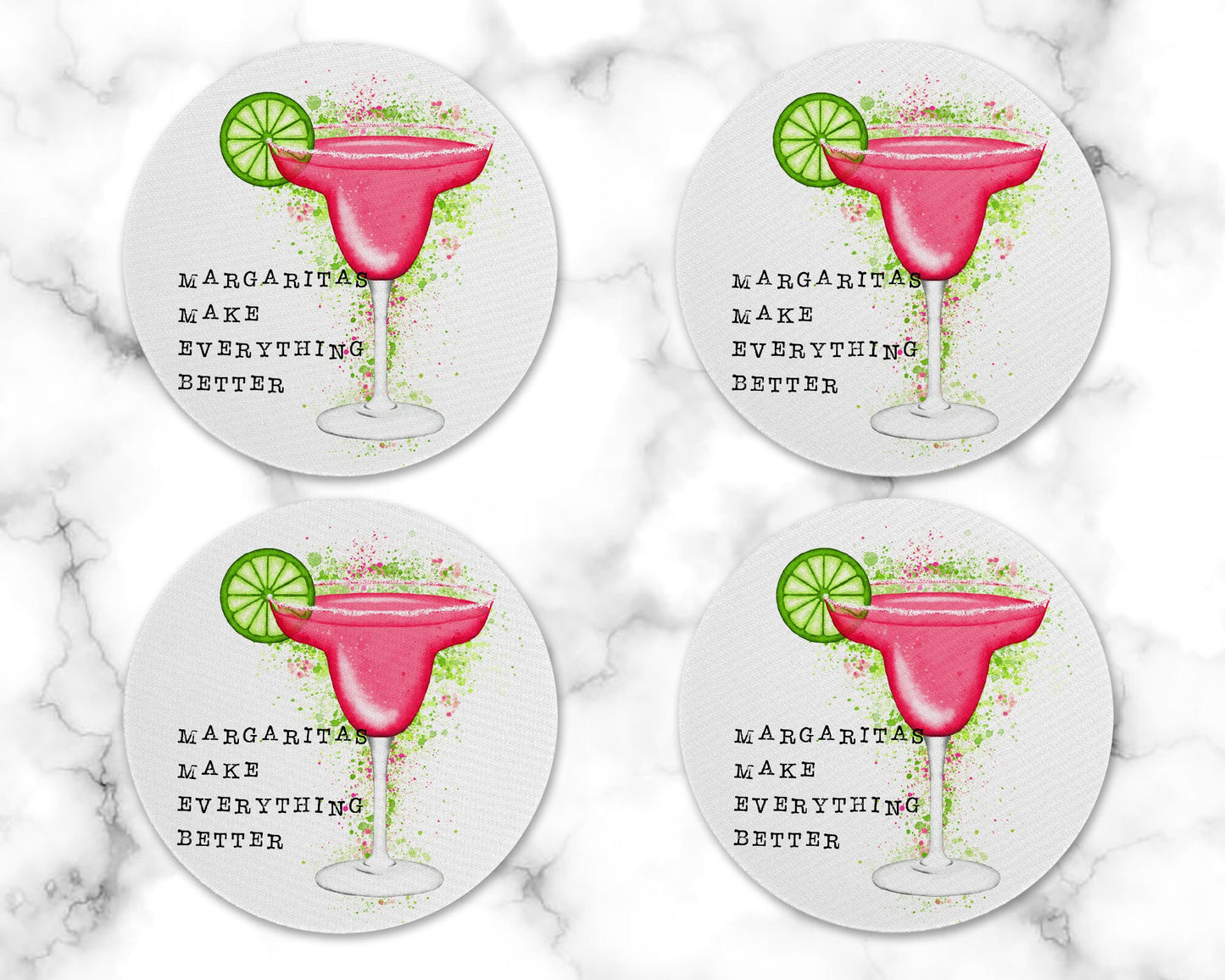 Pink Margarita Drink Coasters