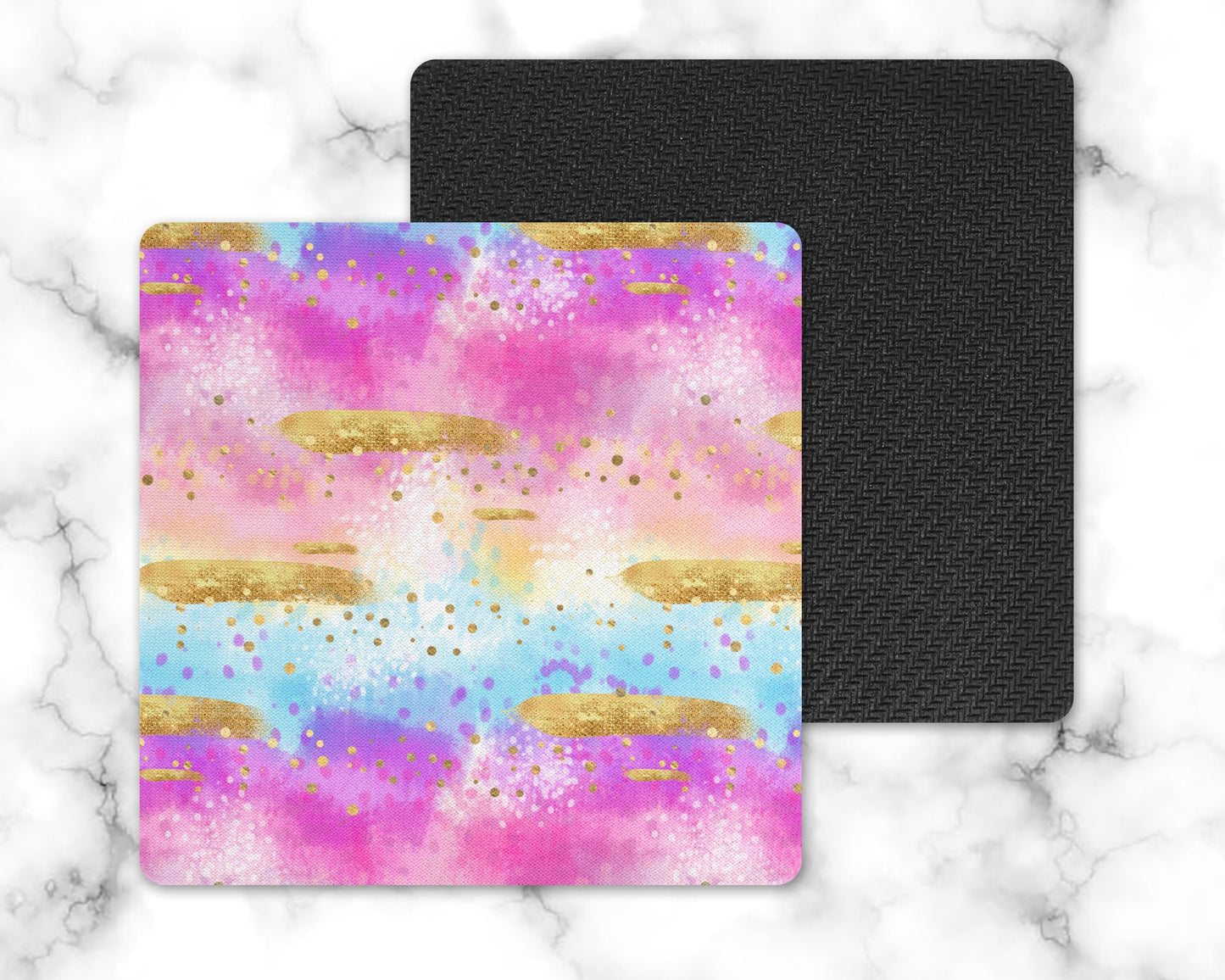 Pink and Purple Watercolor Drink Coasters