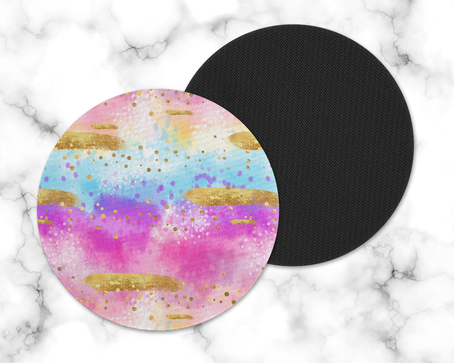 Pink and Purple Watercolor Drink Coasters