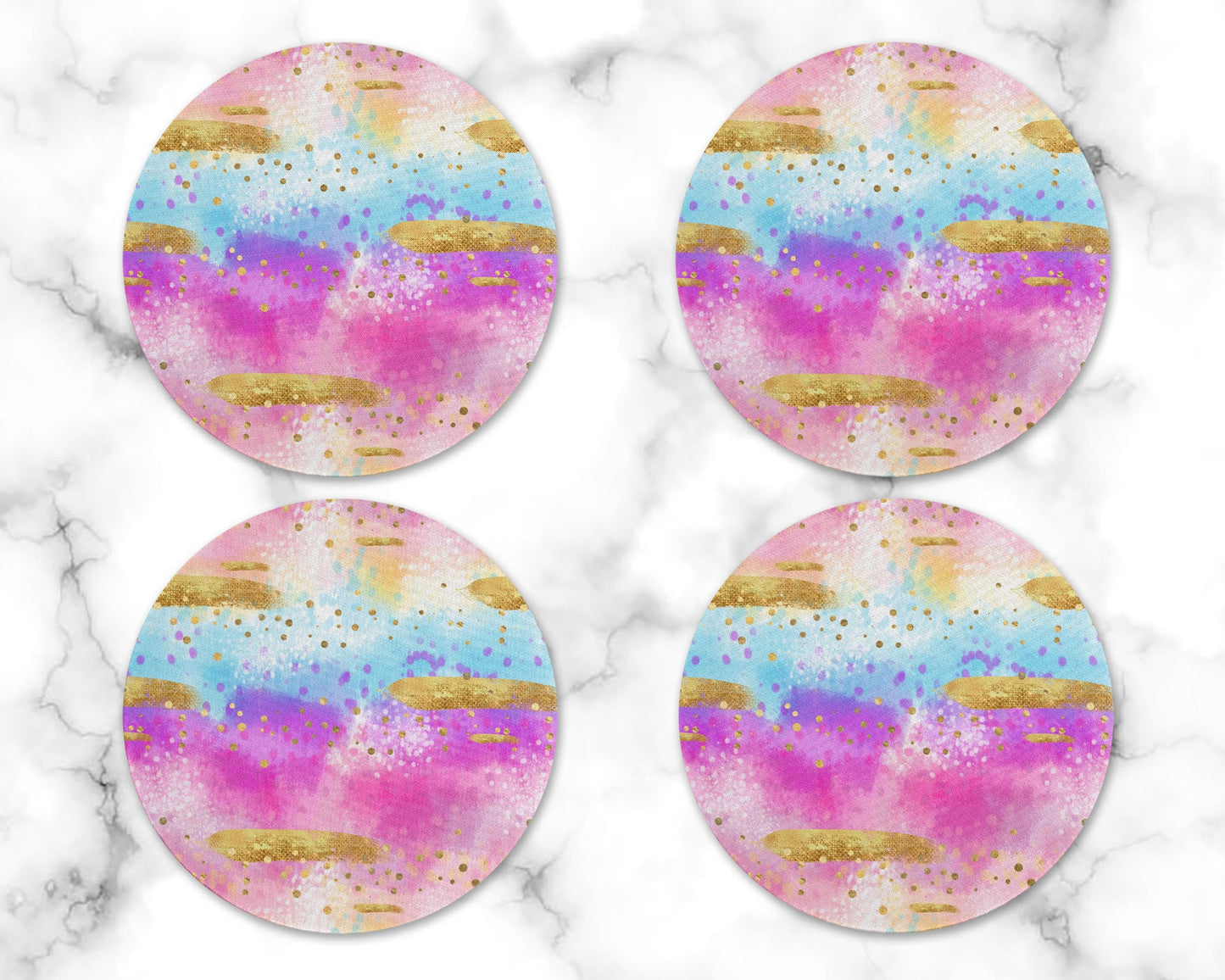 Pink and Purple Watercolor Drink Coasters