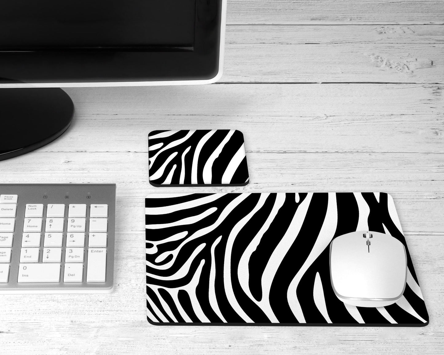 Zebra Print Mouse Pad and Desk Set