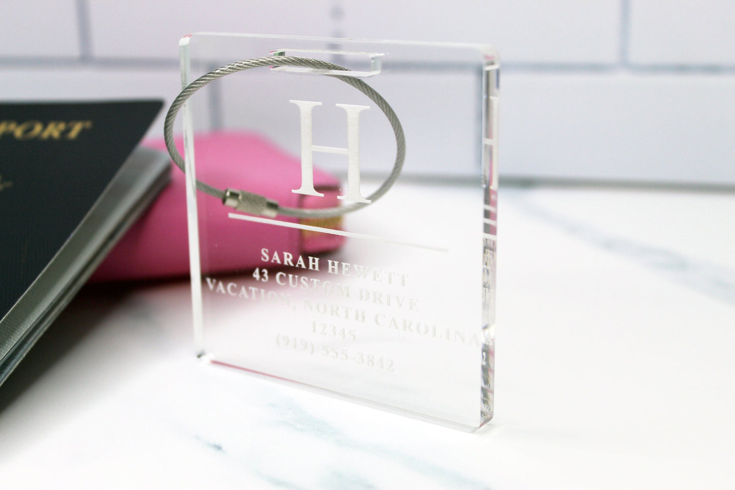 Square Classic Single Monogram Luggage Tag