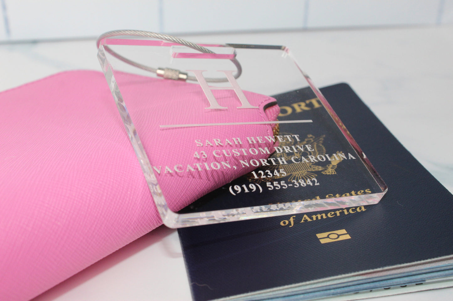 Square Classic Single Monogram Luggage Tag