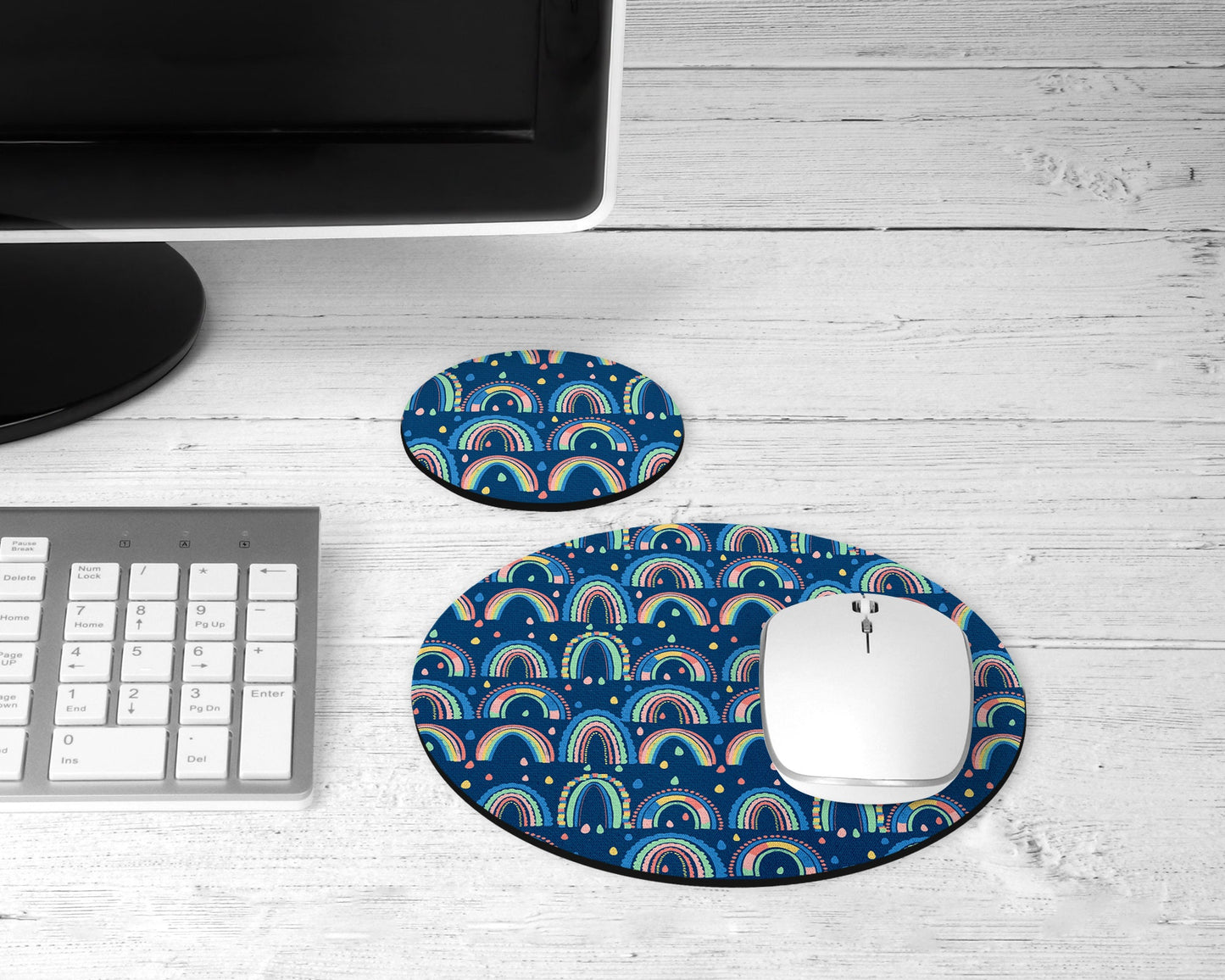 Navy Rainbow Mouse Pad & Desk Set