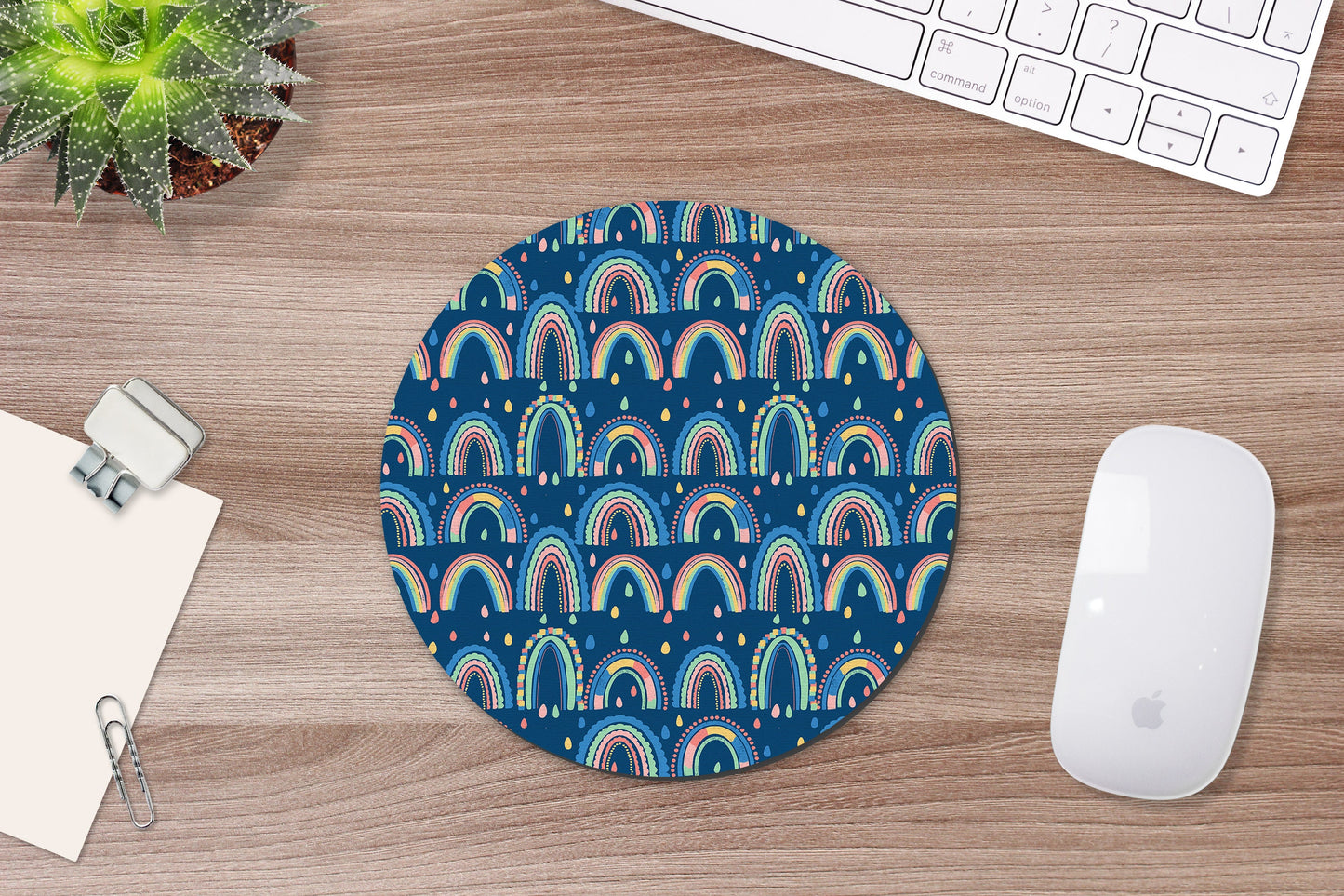 Navy Rainbow Mouse Pad & Desk Set