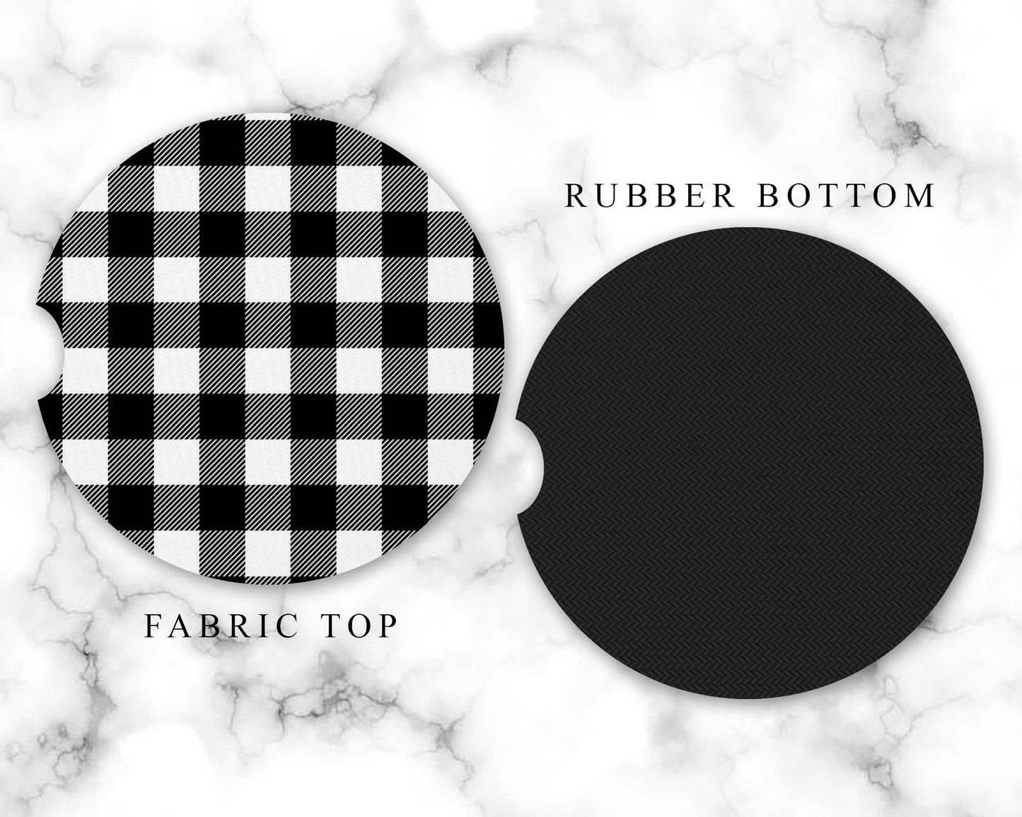 Black & White Buffalo Plaid Car Coasters