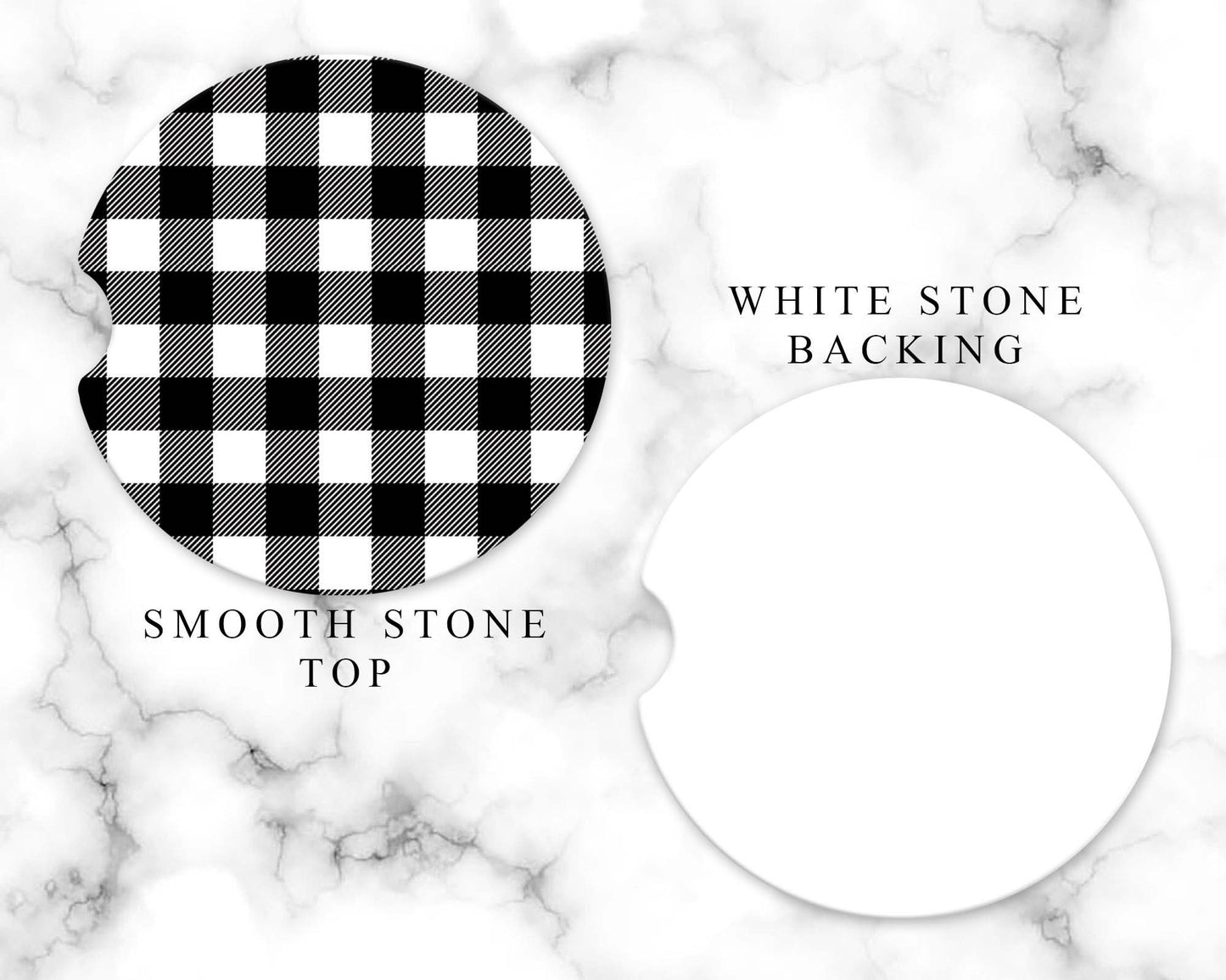 Black & White Buffalo Plaid Car Coasters