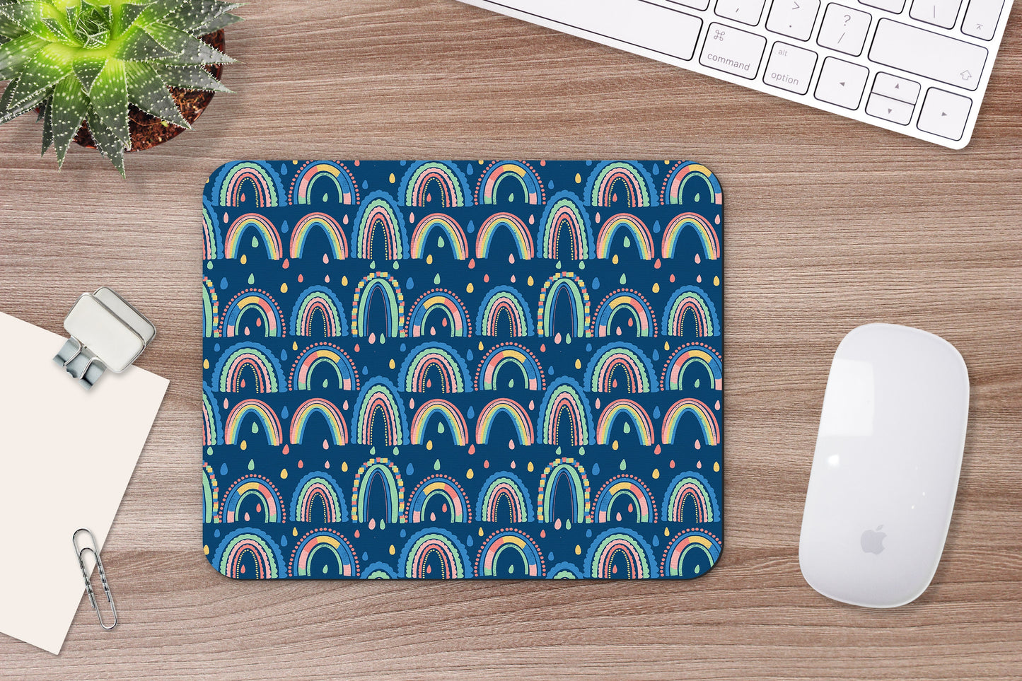 Navy Rainbow Mouse Pad & Desk Set