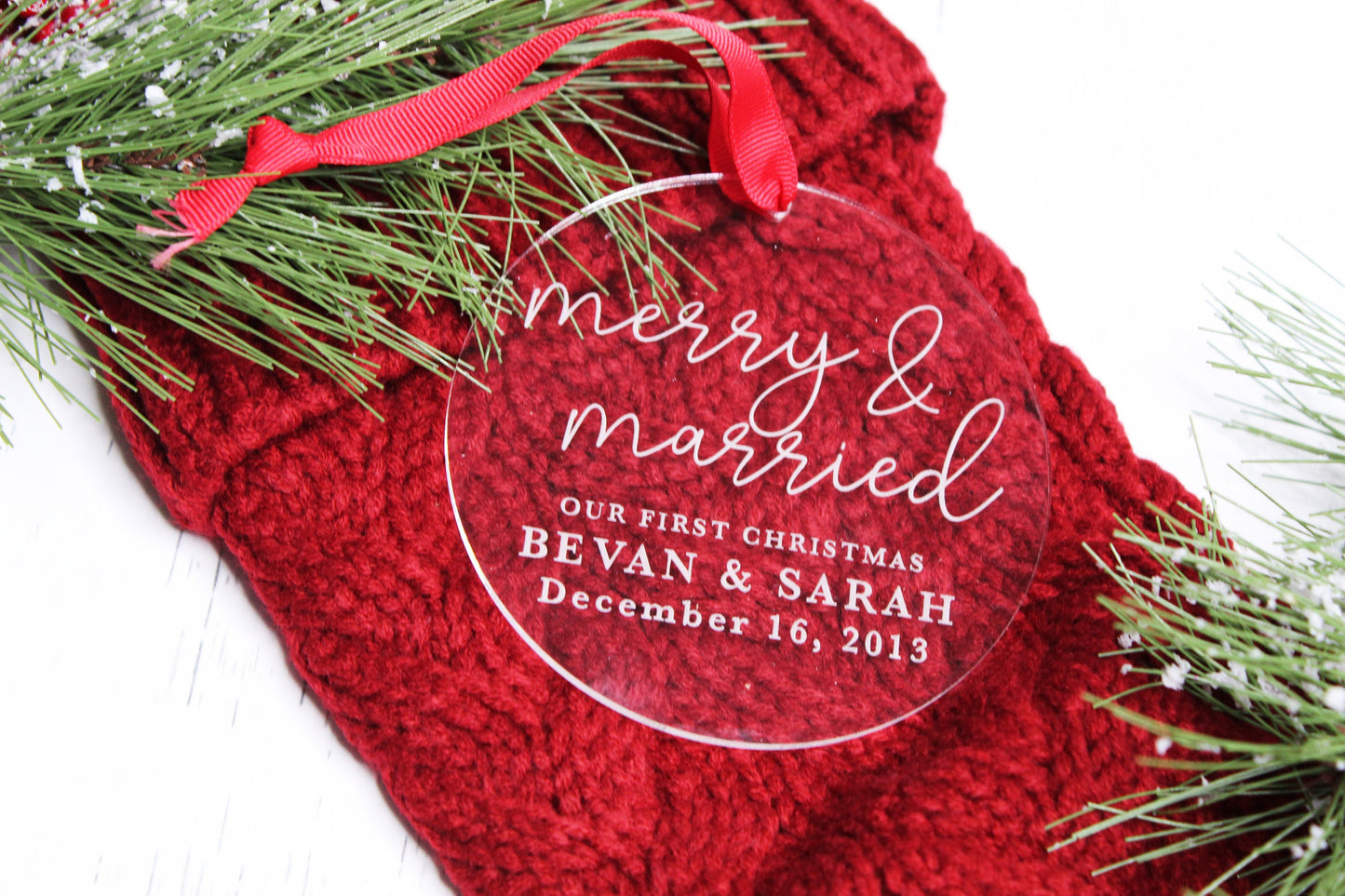 Personalized Merry & Married Ornament