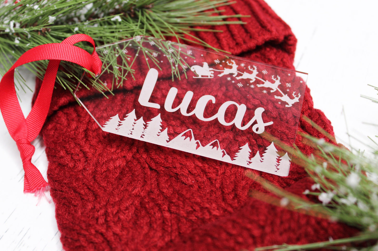 Personalized Santa's Sleigh Stocking Tags