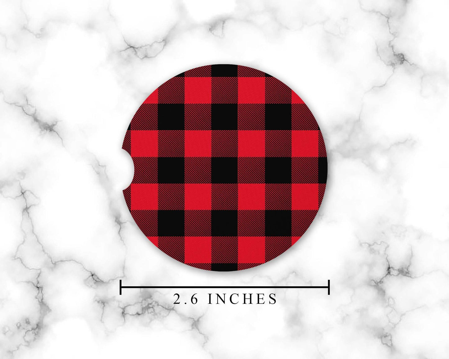 Red & Black Buffalo Plaid Car Coasters