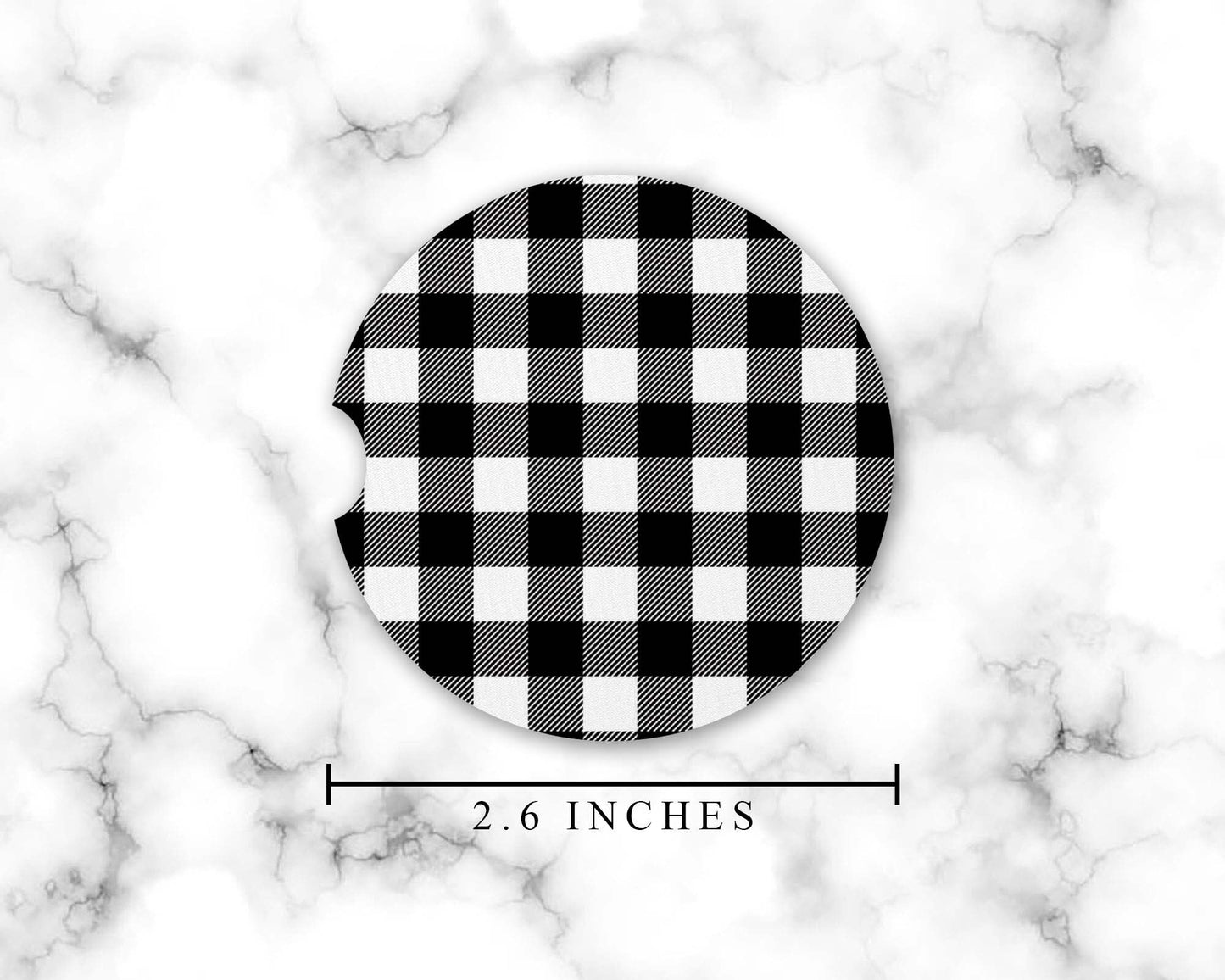 Black & White Buffalo Plaid Car Coasters
