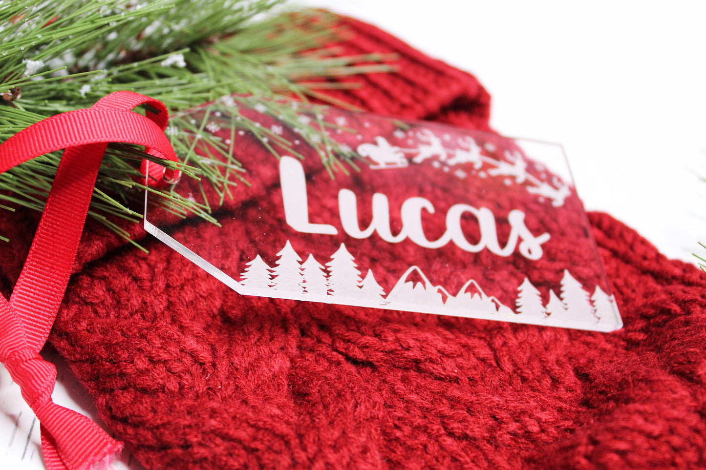 Personalized Santa's Sleigh Stocking Tags