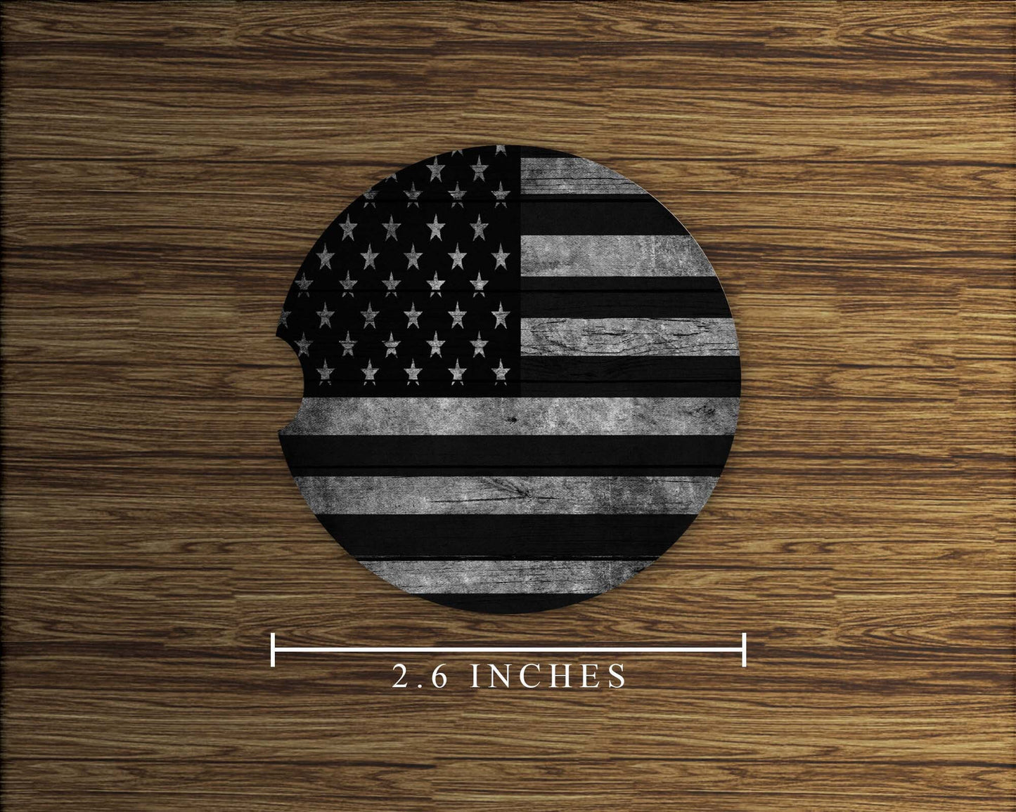 Grey American Flag Car Coasters