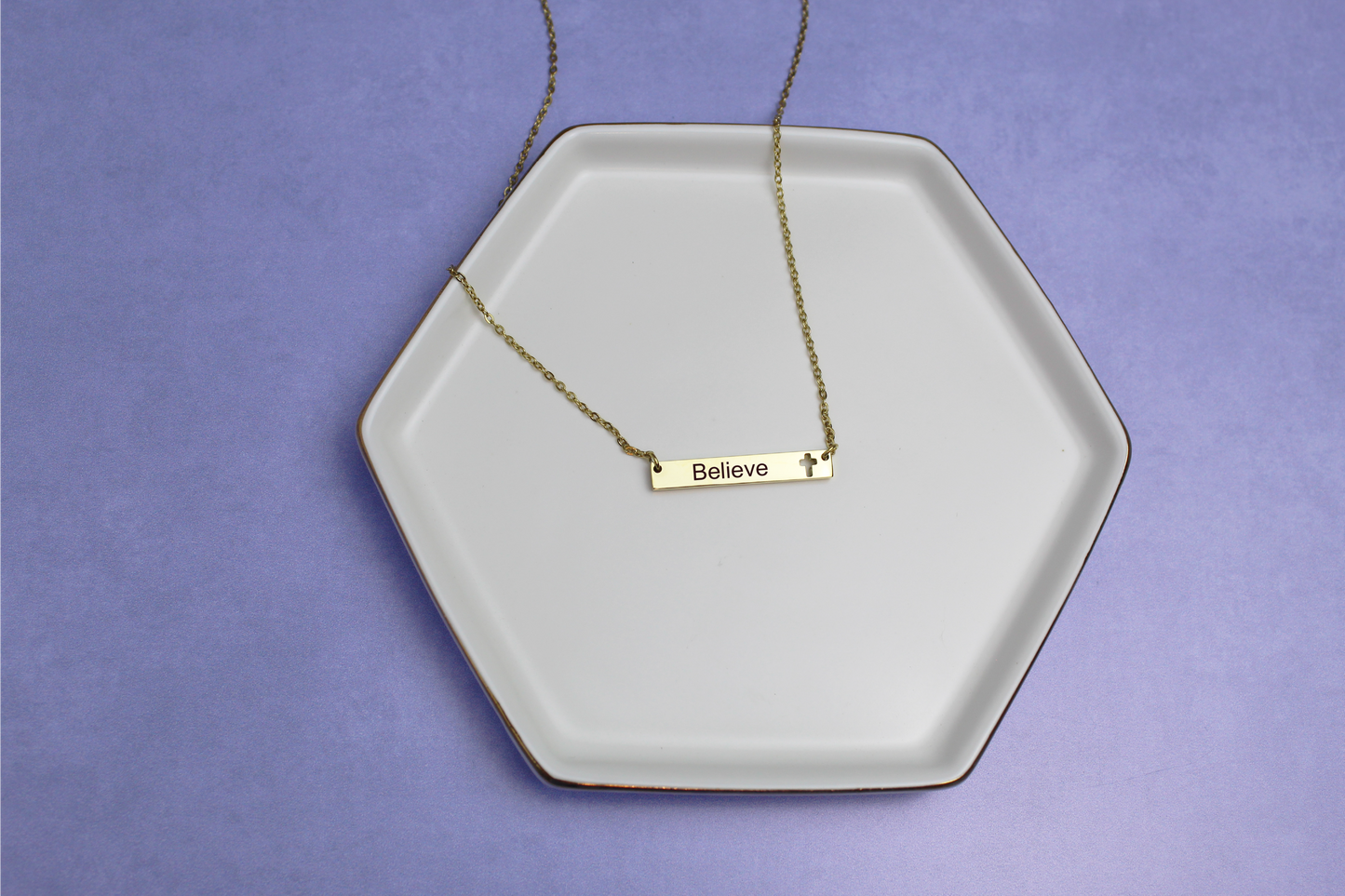 Personalized Bar Necklace with Cross Cut Out