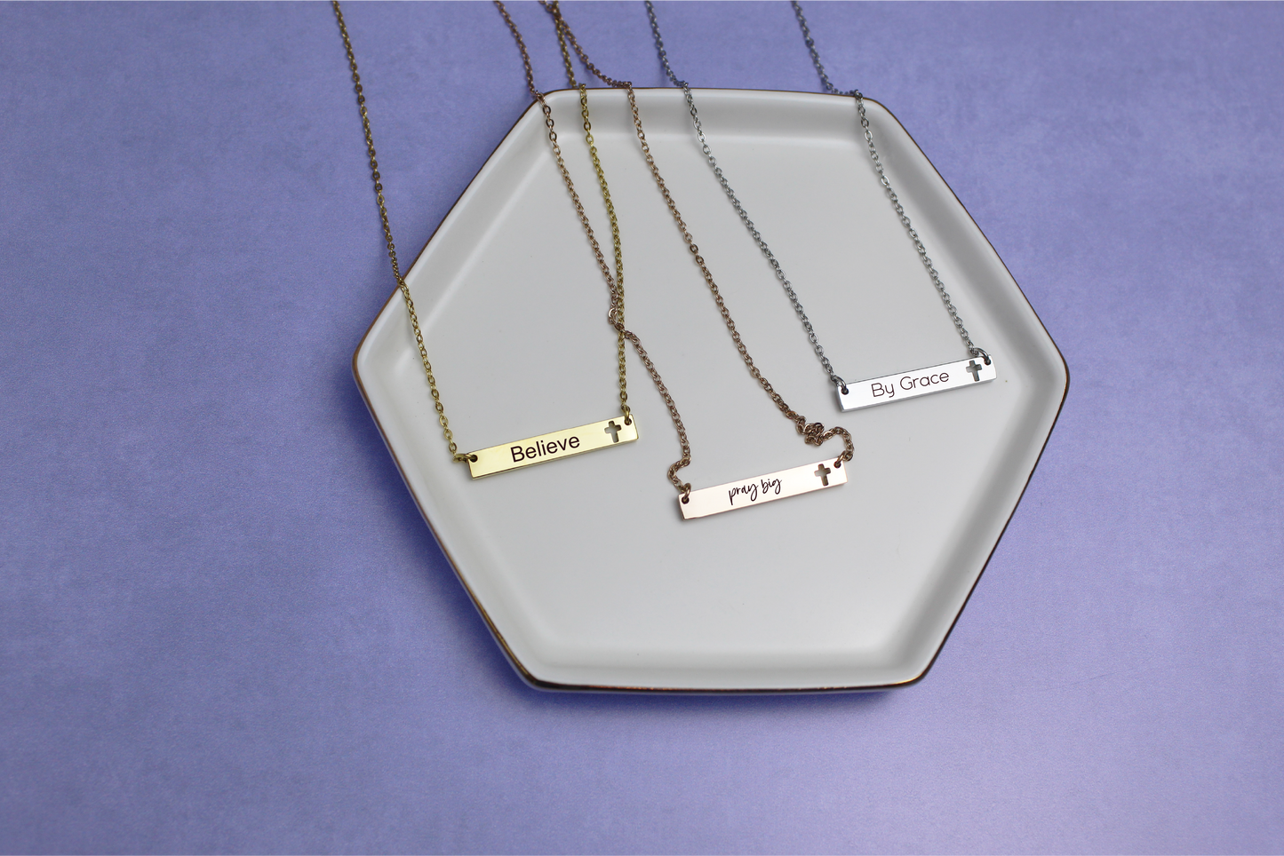 Personalized Bar Necklace with Cross Cut Out