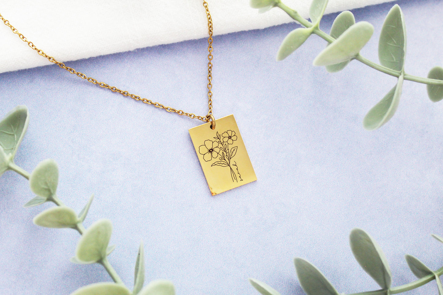 Personalized Birth Flower Necklace