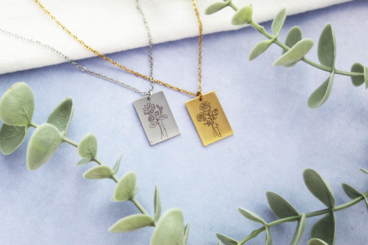 Personalized Birth Flower Necklace