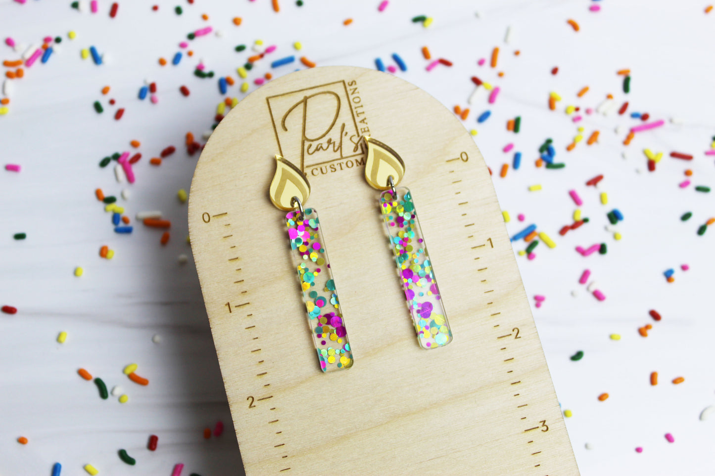 Glitter Birthday Candle Earrings