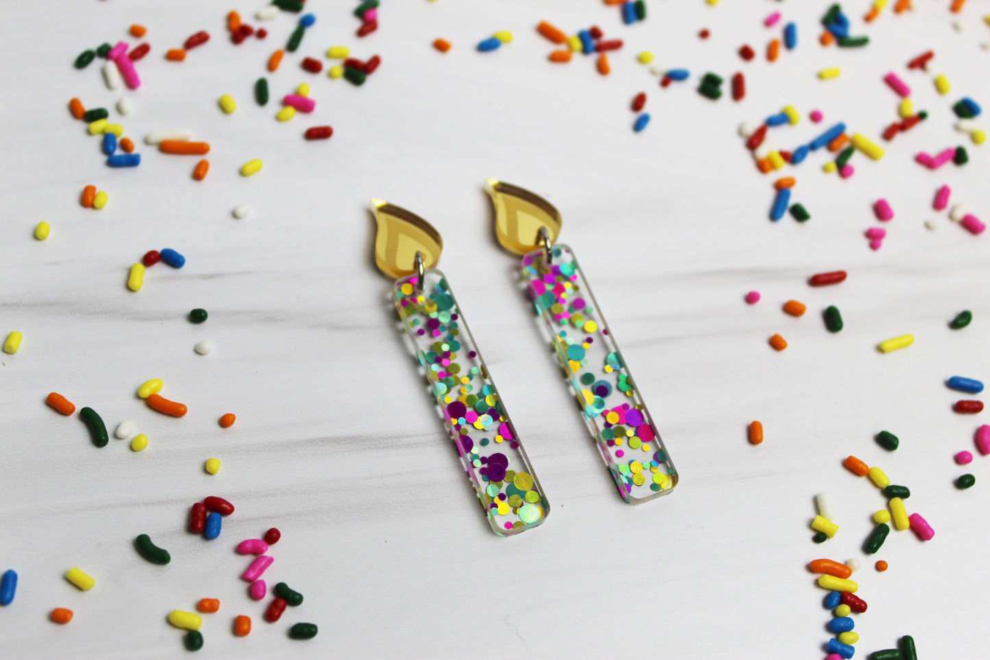 Glitter Birthday Candle Earrings