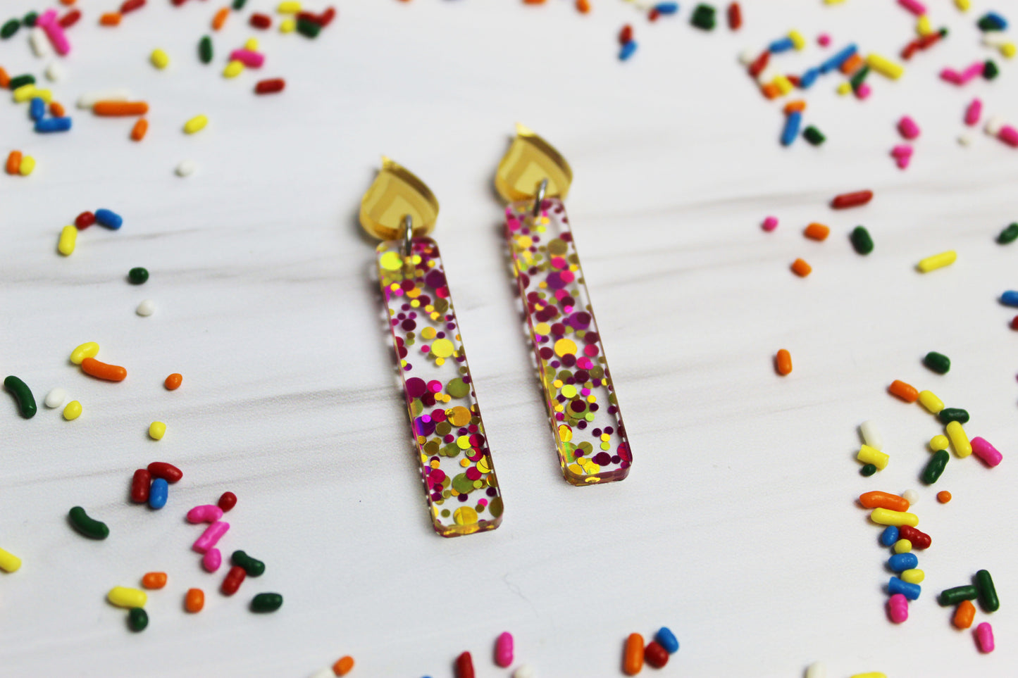 Glitter Birthday Candle Earrings