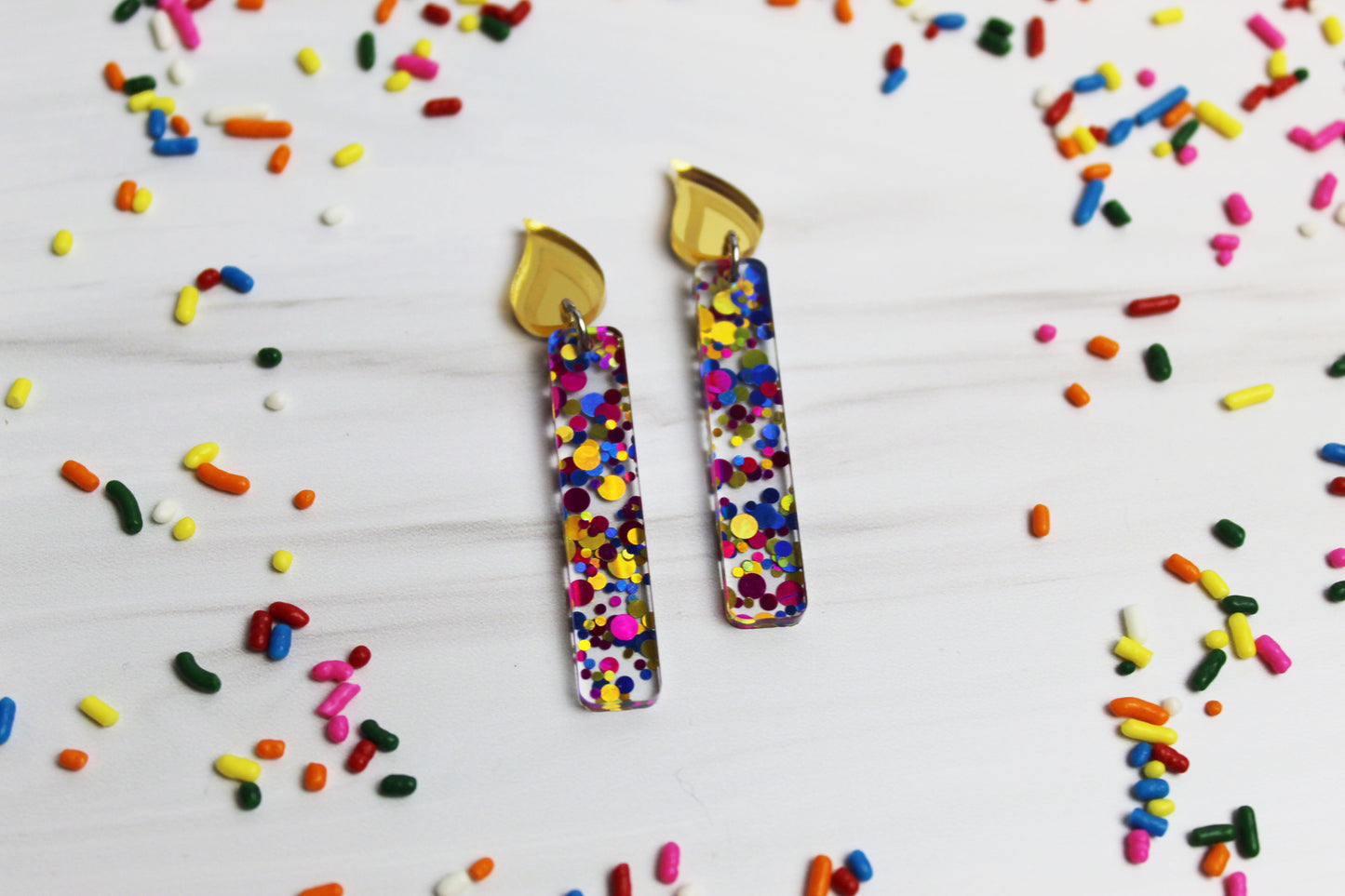 Glitter Birthday Candle Earrings