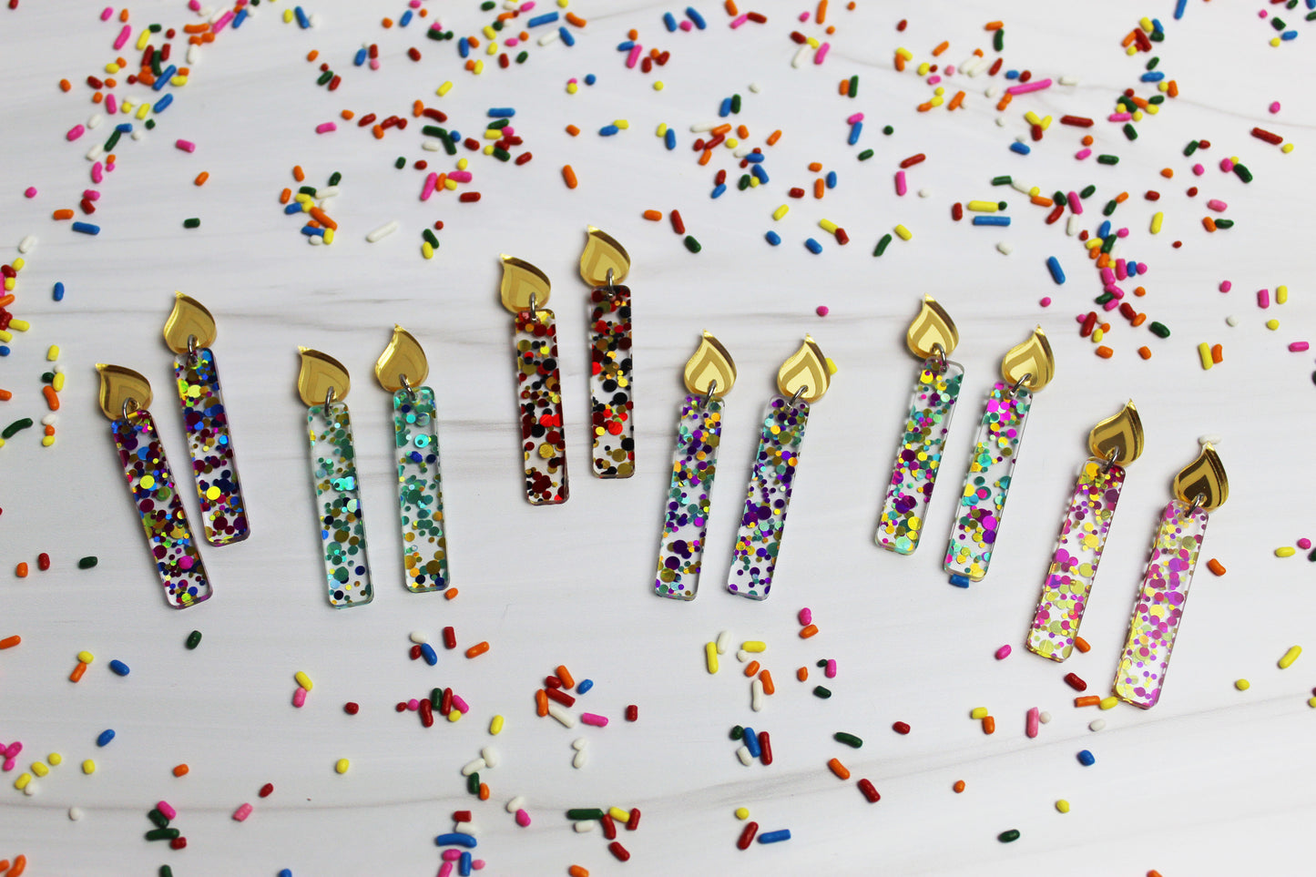 Glitter Birthday Candle Earrings