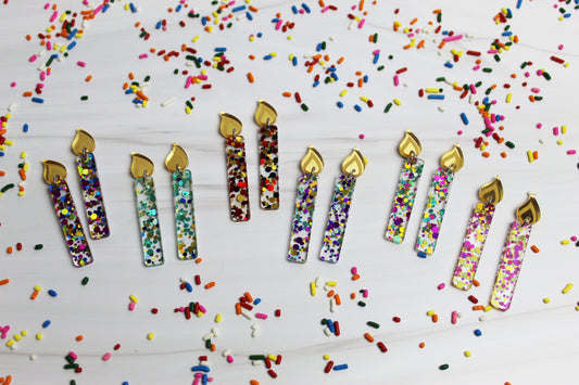 Glitter Birthday Candle Earrings
