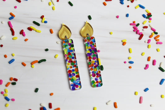 Confetti Dot Birthday Candle Earrings