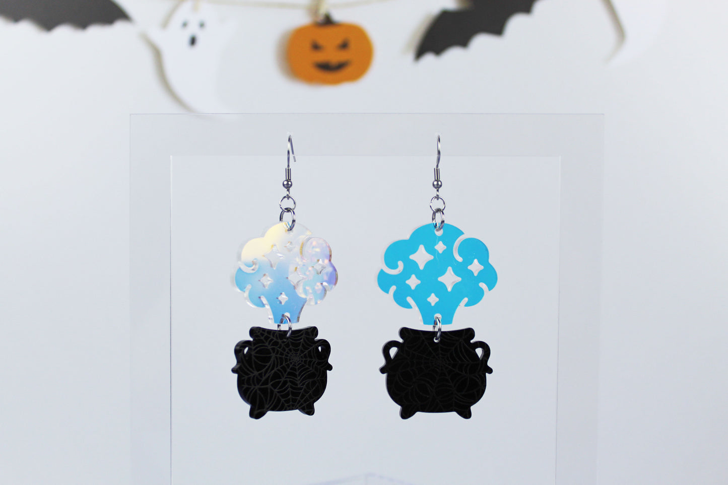 Iridescent Cauldron Dangle Earrings