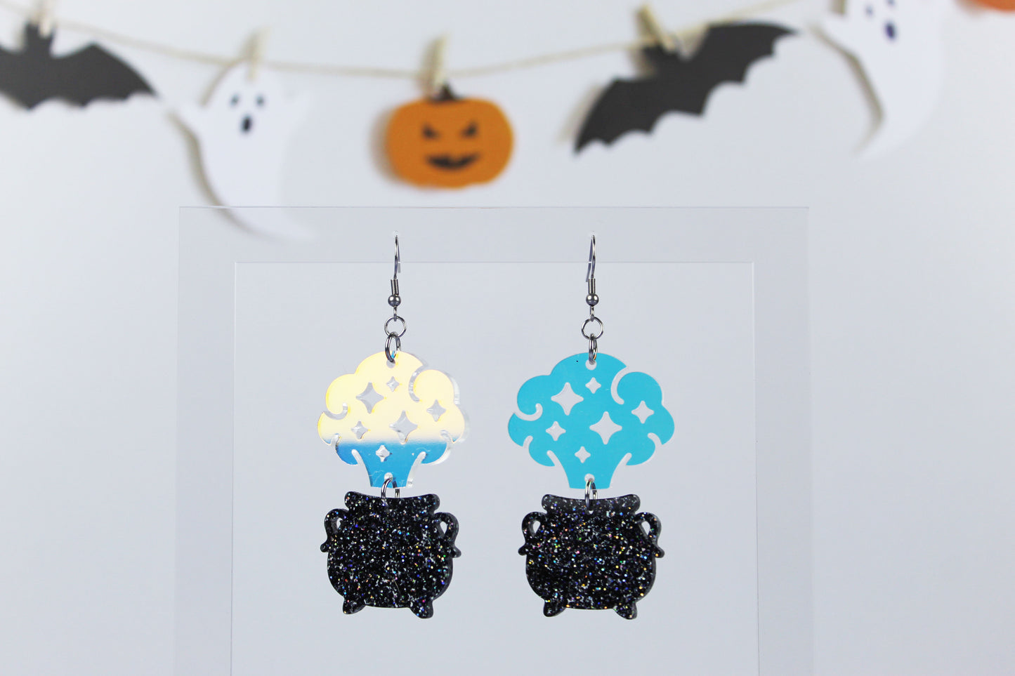 Iridescent Cauldron Dangle Earrings