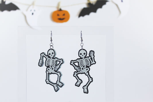 Glow in the Dark Dancing Skeleton Dangle Earrings
