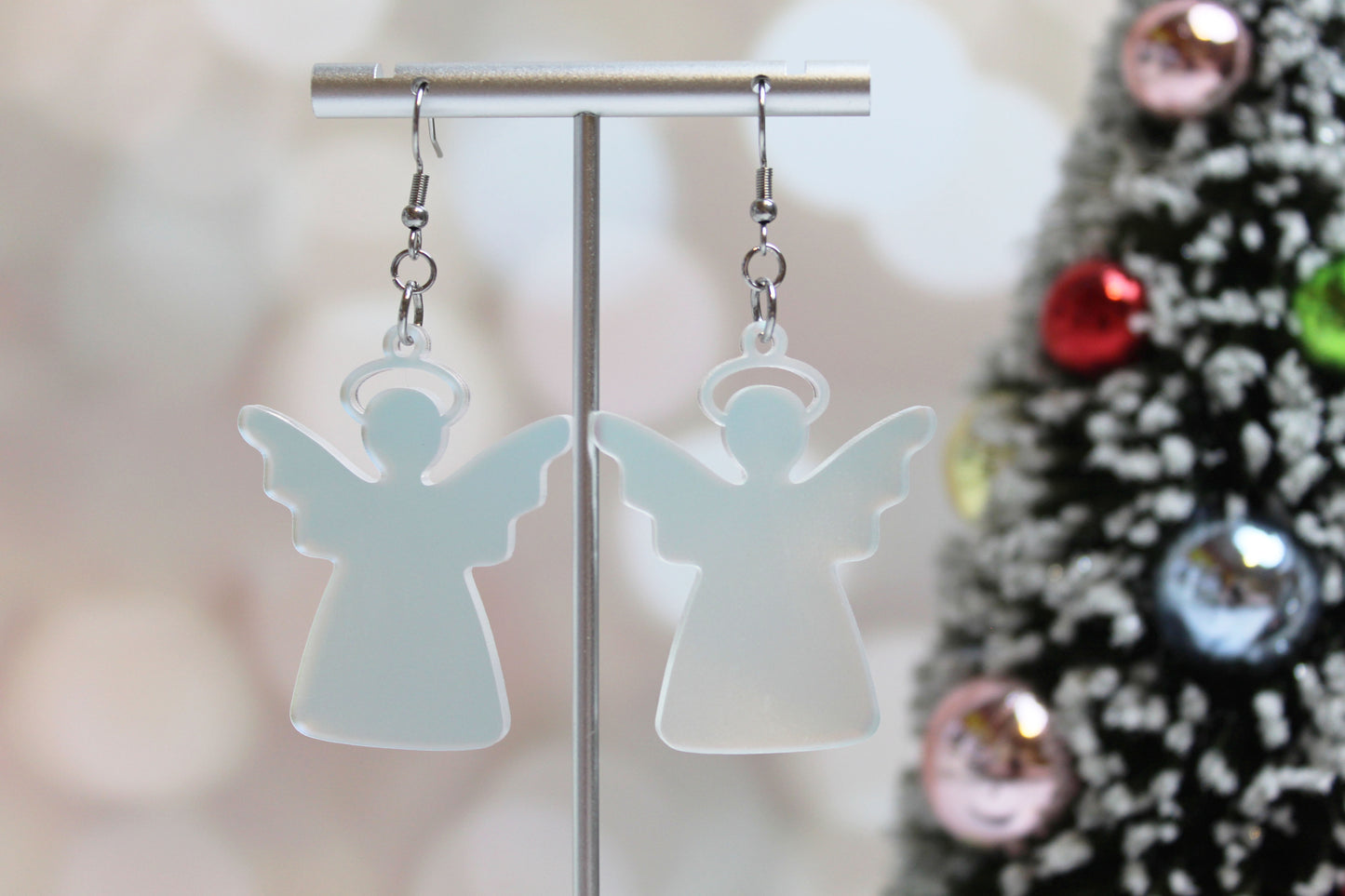 Frosted Iridescent Angel Earrings