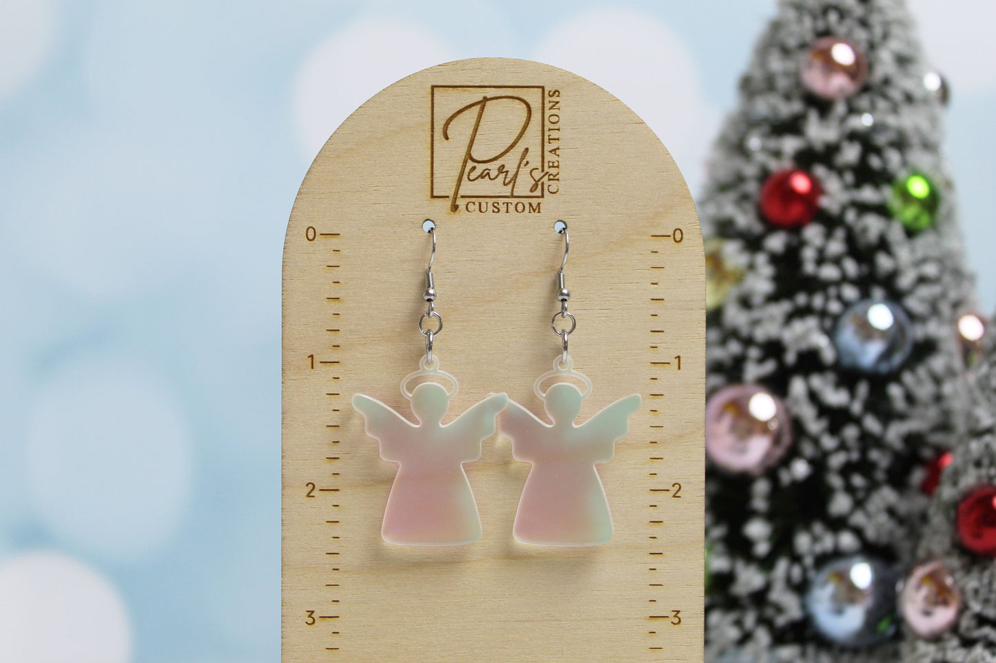 Frosted Iridescent Angel Earrings