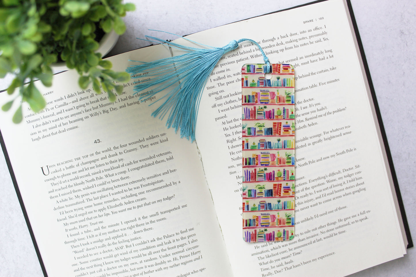 Watercolor Bookshelf Bookmark