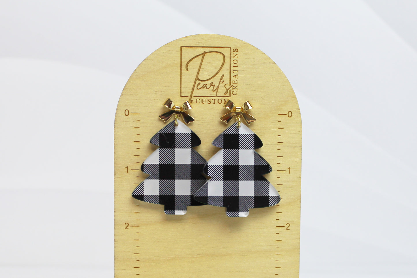 Buffalo Plaid Christmas Tree Dangle Earrings