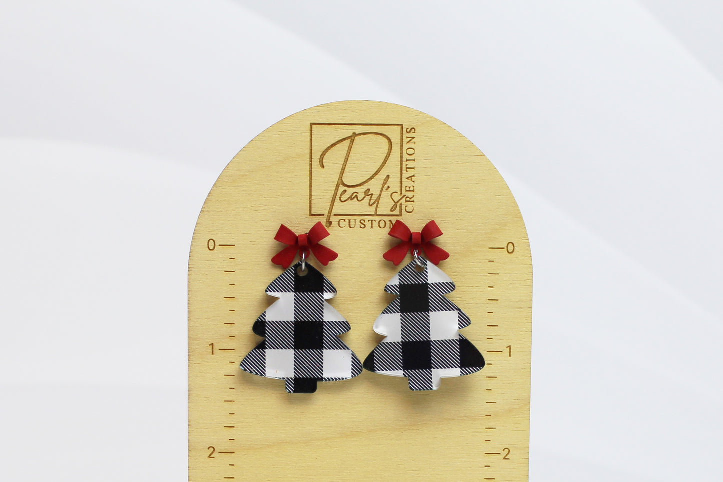 Buffalo Plaid Christmas Tree Dangle Earrings