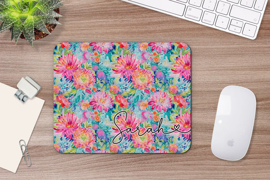 Personalized Preppy Floral Mouse Pad & Desk Set