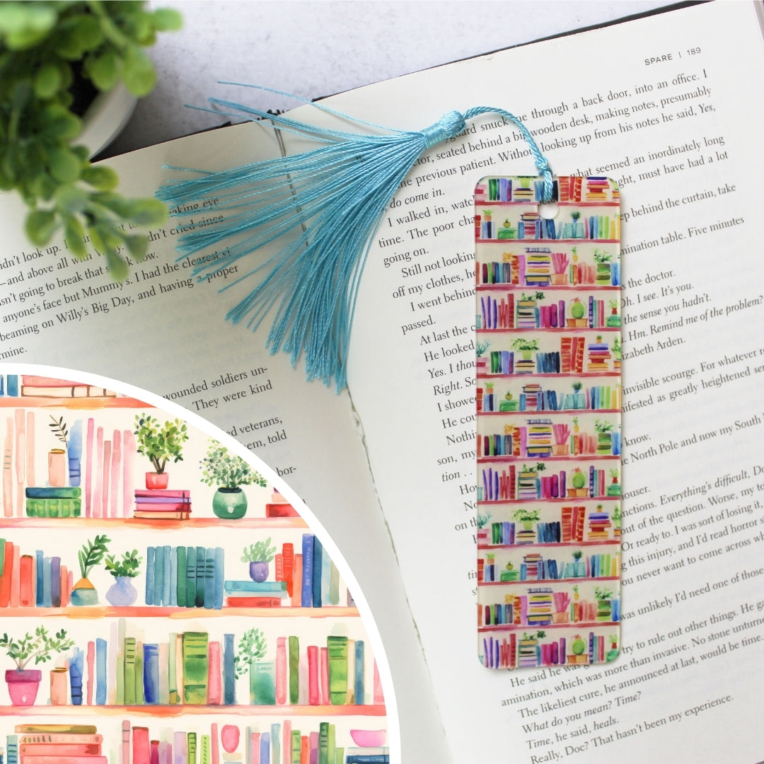 Watercolor Bookshelf Bookmark