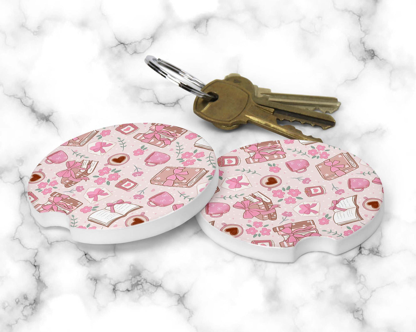 Books and Bows Car Coasters