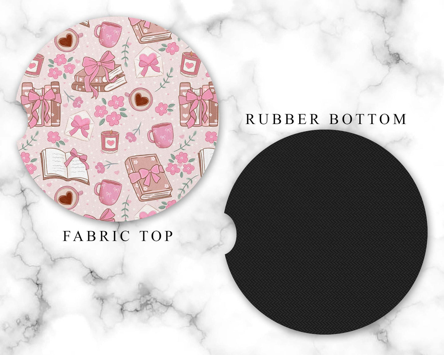 Books and Bows Car Coasters