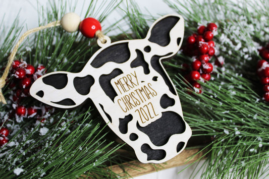 Merry Christmas Cow Ornament