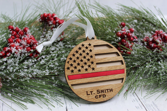 Personalized Firefighter Thin Red Line Ornament