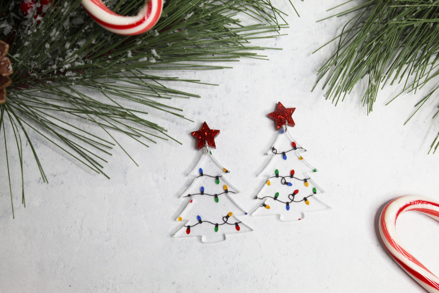 Christmas Tree Light Dangle Earrings