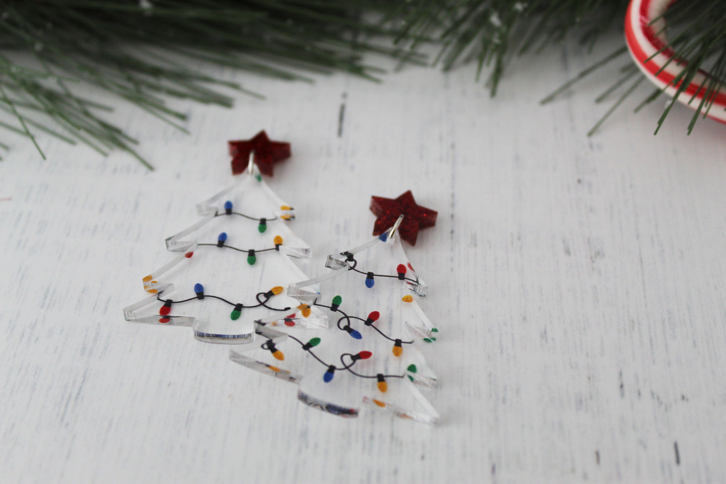 Christmas Tree Light Dangle Earrings